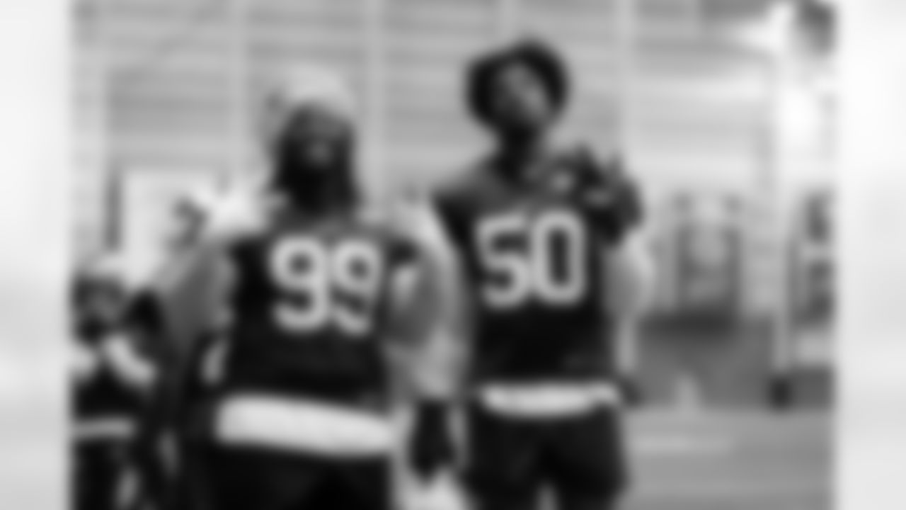 Greg Rousseau, Larry Ogunjobi. Buffalo Bills Week 16 Practice, December 19, 2025 at Buffalo Bills Training Center.