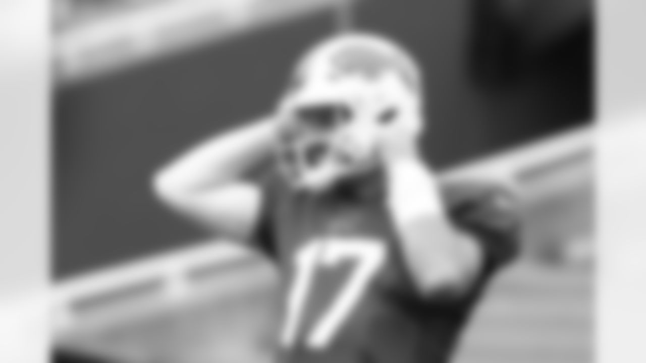 Josh Allen (17). Buffalo Bills Training Camp, August 21, 2025 at Buffalo Bills Training Facility.