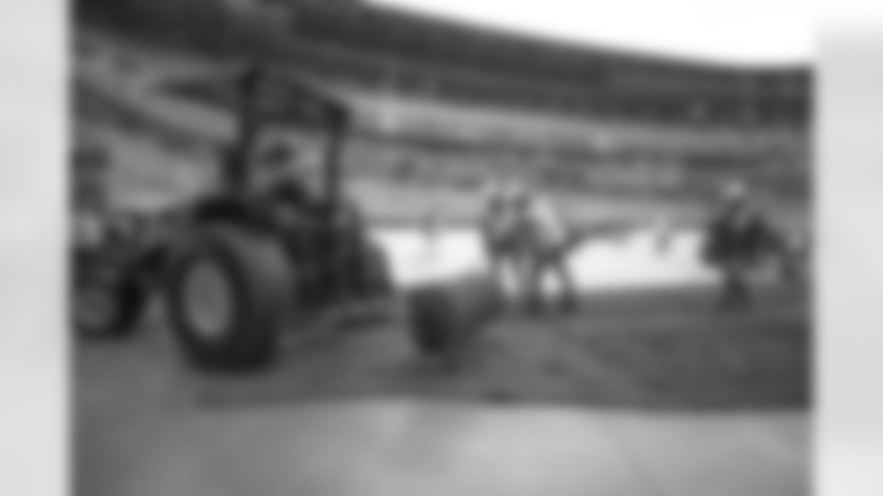 Crews lay the first sod at New Highmark Stadium, October 07, 2025.