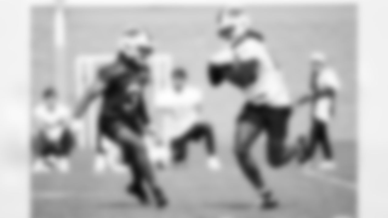 Damar Hamlin (3) , Tyrell Shavers (80). Buffalo Bills week 4 Friday practice, September 27, 2024 at One Bills Drive.