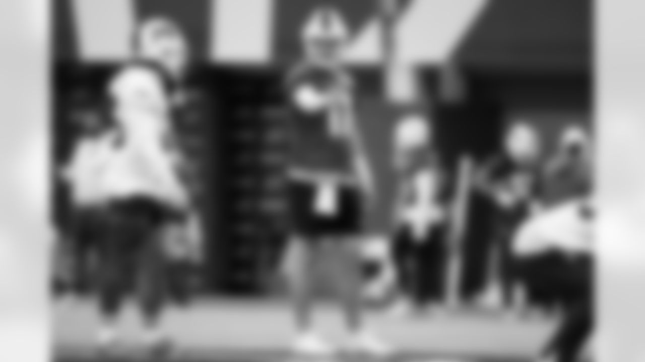 Josh Allen (17), Ty Johnson (26). Buffalo Bills Week 16 Practice, December 18, 2025 at Buffalo Bills Training Center.