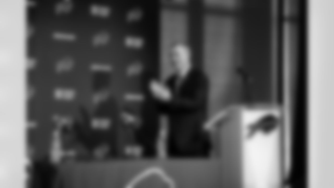 Joe Brady's Head Coach Introduction, January 29, 2026 at Buffalo Bills Training Center.