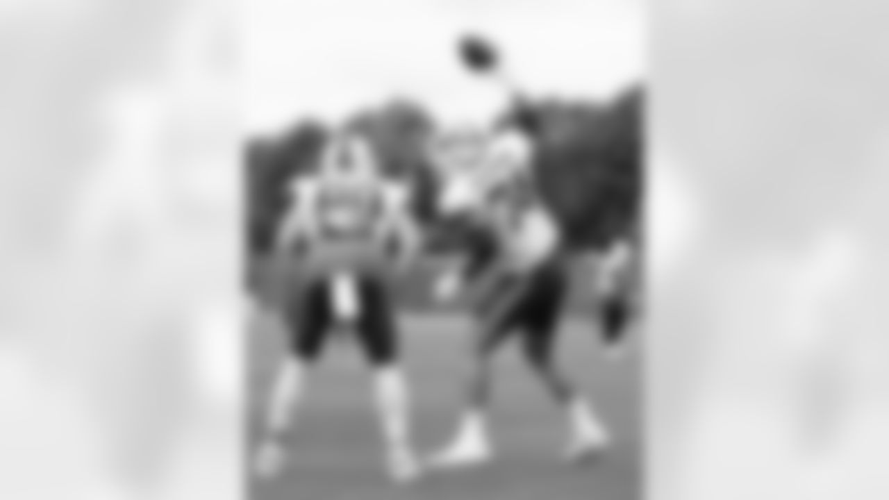 Dawson Knox (88), Ryan Van Demark (74). Buffalo Bills Training Camp, August 13, 2025 at Buffalo Bills Training Facility.