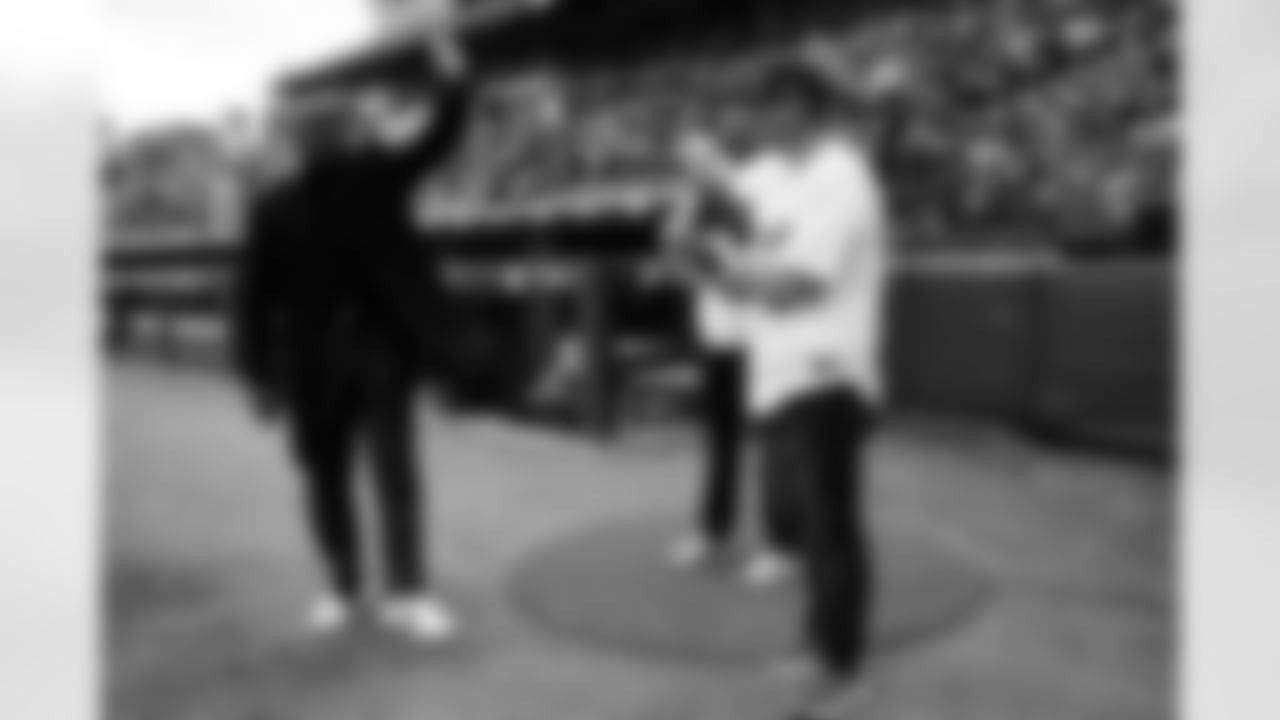 Brandon Beane throws the first ceremonial pitch prior to the Buffalo Bisons 2024 season-opener, March 29, 2024 at the Sahlen Field.