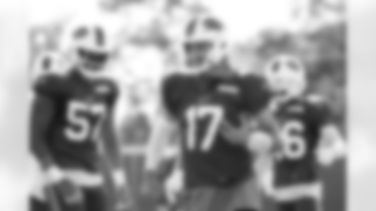 Josh Allen (17). Buffalo Bills Training Camp, August 27, 2025 at Buffalo Bills Training Facility.