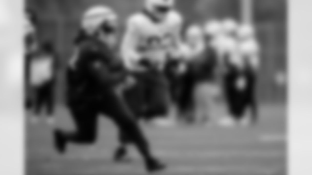 Ray Davis (22). Buffalo Bills Week 10 Practice, November 05, 2025 at Buffalo Bills Training Center.