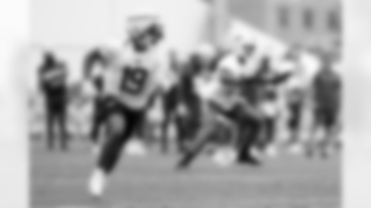 KJ Hamler (19). Buffalo Bills Training Camp, July 25, 2025 at St. John Fisher University.