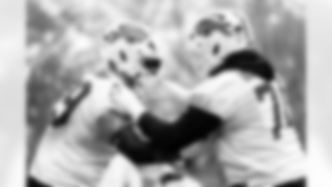 Spencer Brown (79), Ryan Van Demark (74). Buffalo Bills Week 8 Practice, October 24, 2025 at Buffalo Bills Training Center.