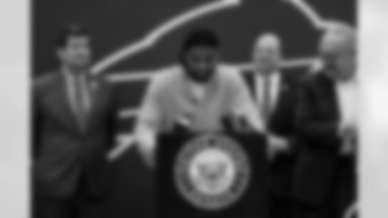 Damar Hamlin and U.S. Senate Majority Leader Chuck Schumer announce the HEARTS Act, December 09, 2024 at Cheektowaga Central High School.