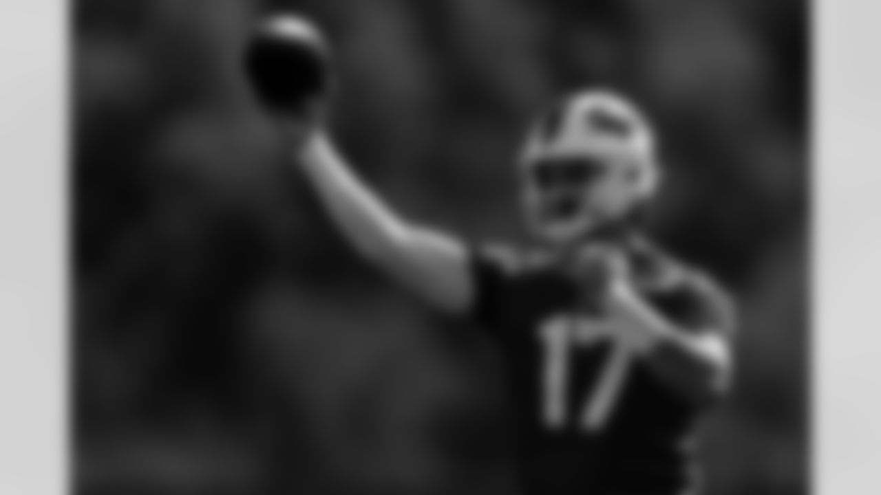 Josh Allen (17). Buffalo Bills Training Camp, August 28, 2025 at Buffalo Bills Training Facility.