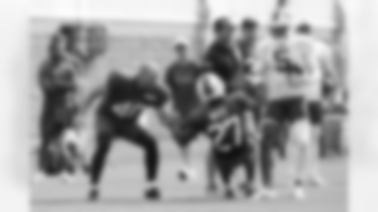 Brad Robbins (40), Tre'Davious White (27), Joshua Palmer (5). Buffalo Bills Training Camp, August 13, 2025 at Buffalo Bills Training Facility.