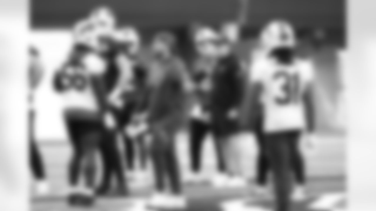 Javon Solomon (56), Bobby Babich, Maxwell Hairston (31). Buffalo Bills Week 9 Practice, October 30, 2025 at the Buffalo Bills Training Center.