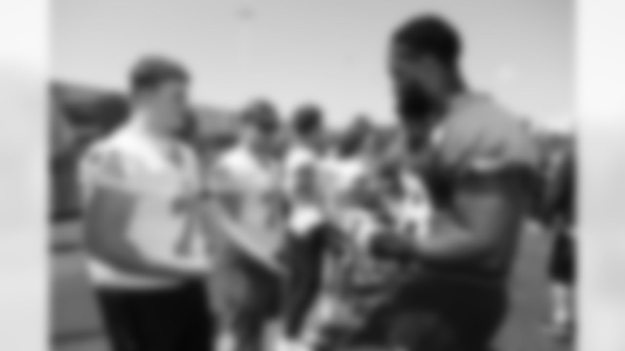 Buffalo Bills players meet three New York State Championship teams during Mandatory Minicamp, June 10, 2025 at the Buffalo Bills Training Center. Webster Schroeder Flag Football - 2025 Class B Champions, Pioneer Flag Football - 2025 Class C Champions and Clymer/Sherman/Panama Football - 2024 Class D Champions.
