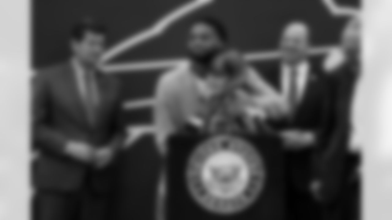 Damar Hamlin and U.S. Senate Majority Leader Chuck Schumer announce the HEARTS Act, December 09, 2024 at Cheektowaga Central High School.