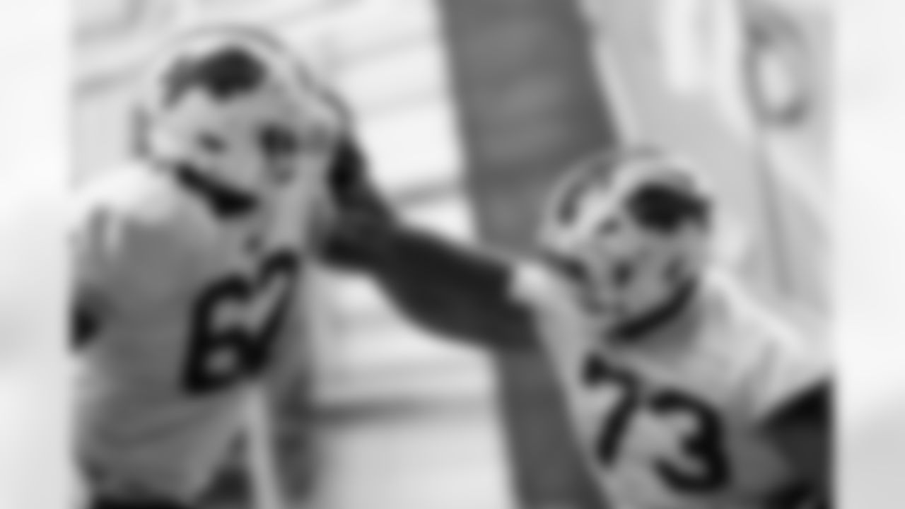 Sedrick Van Pran-Granger (62), Dion Dawkins (73). Buffalo Bills Divisional Round, January 15, 2026 at Buffalo Bills Training Center.