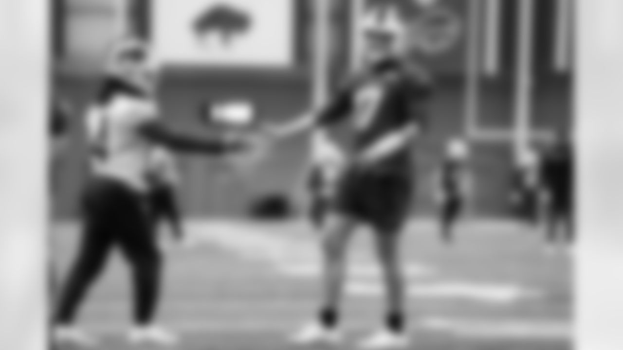 Sean McDermott, James Cook (4). Buffalo Bills Divisional Round, January 15, 2026 at Buffalo Bills Training Center.