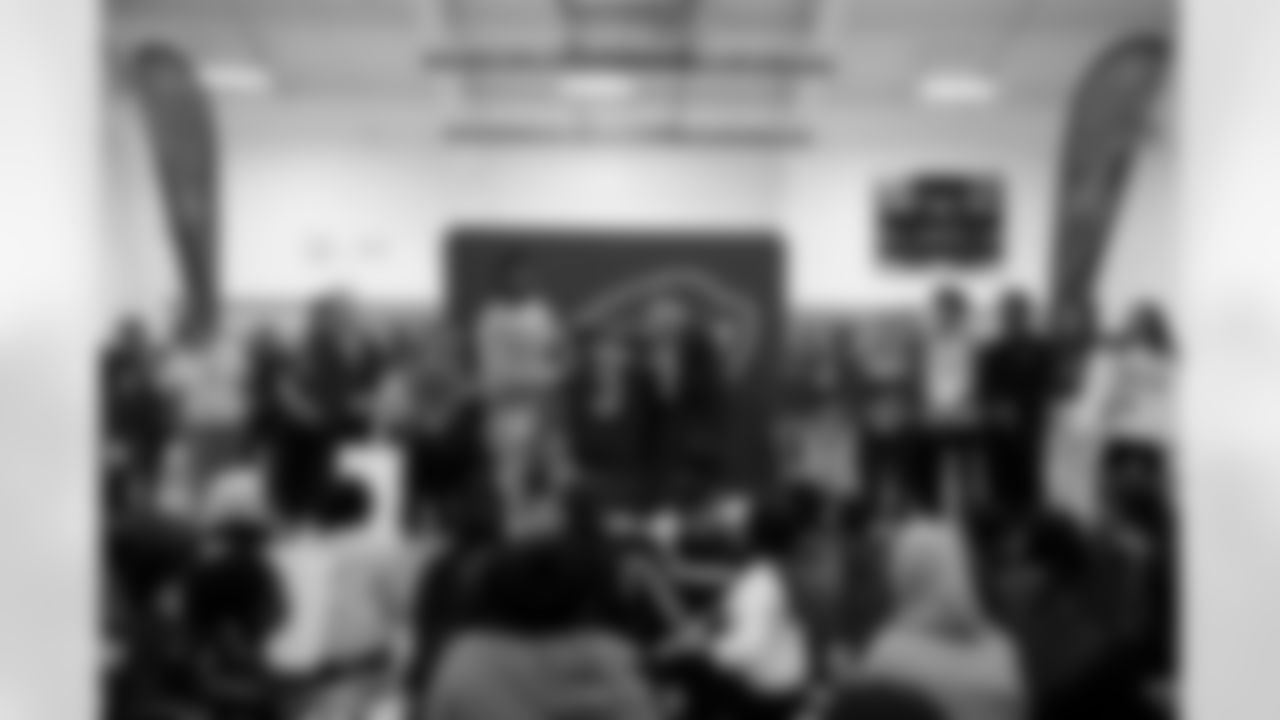 Damar Hamlin and U.S. Senate Majority Leader Chuck Schumer announce the HEARTS Act, December 09, 2024 at Cheektowaga Central High School.