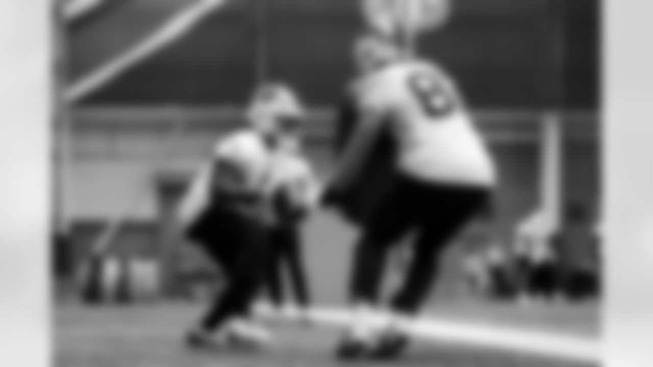 Jackson Hawes, Reggie Gilliam. Buffalo Bills Week 15 Practice, December 11, 2025 at Buffalo Bills Training Center.