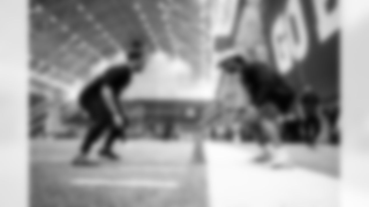 Terrel Bernard (43), Matt Milano (58). Buffalo Bills players work out during Phase One of voluntary off-season workouts, April 24, 2025 at the Buffalo Bills Training Center.