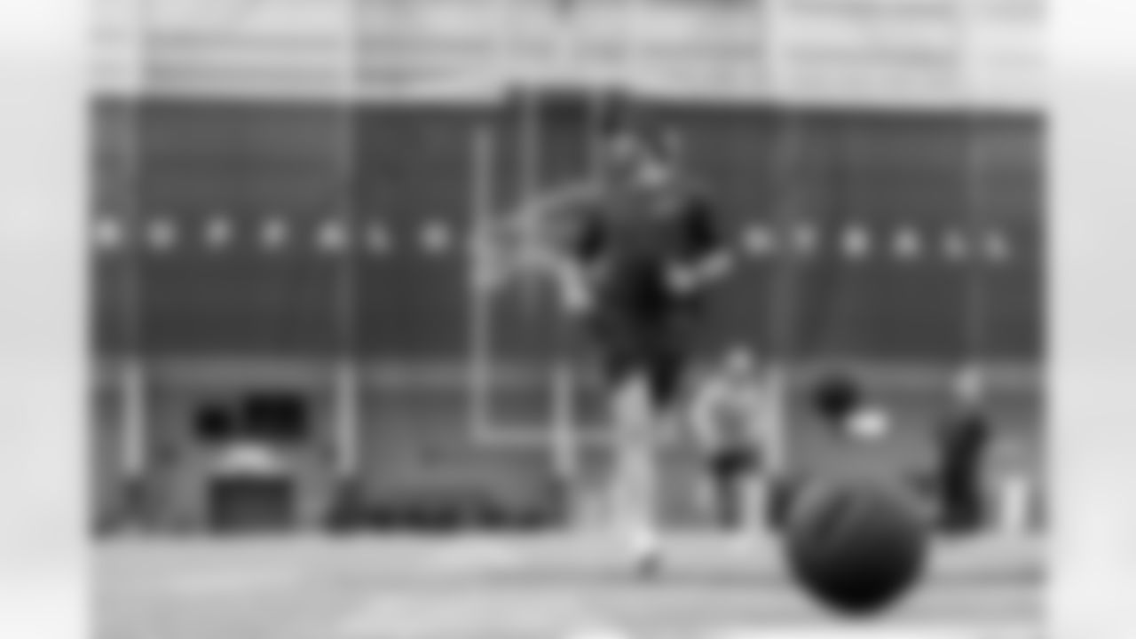 Josh Allen (17). Buffalo Bills players work out during Phase One of voluntary off-season workouts, April 23, 2025 at the Buffalo Bills Training Center.