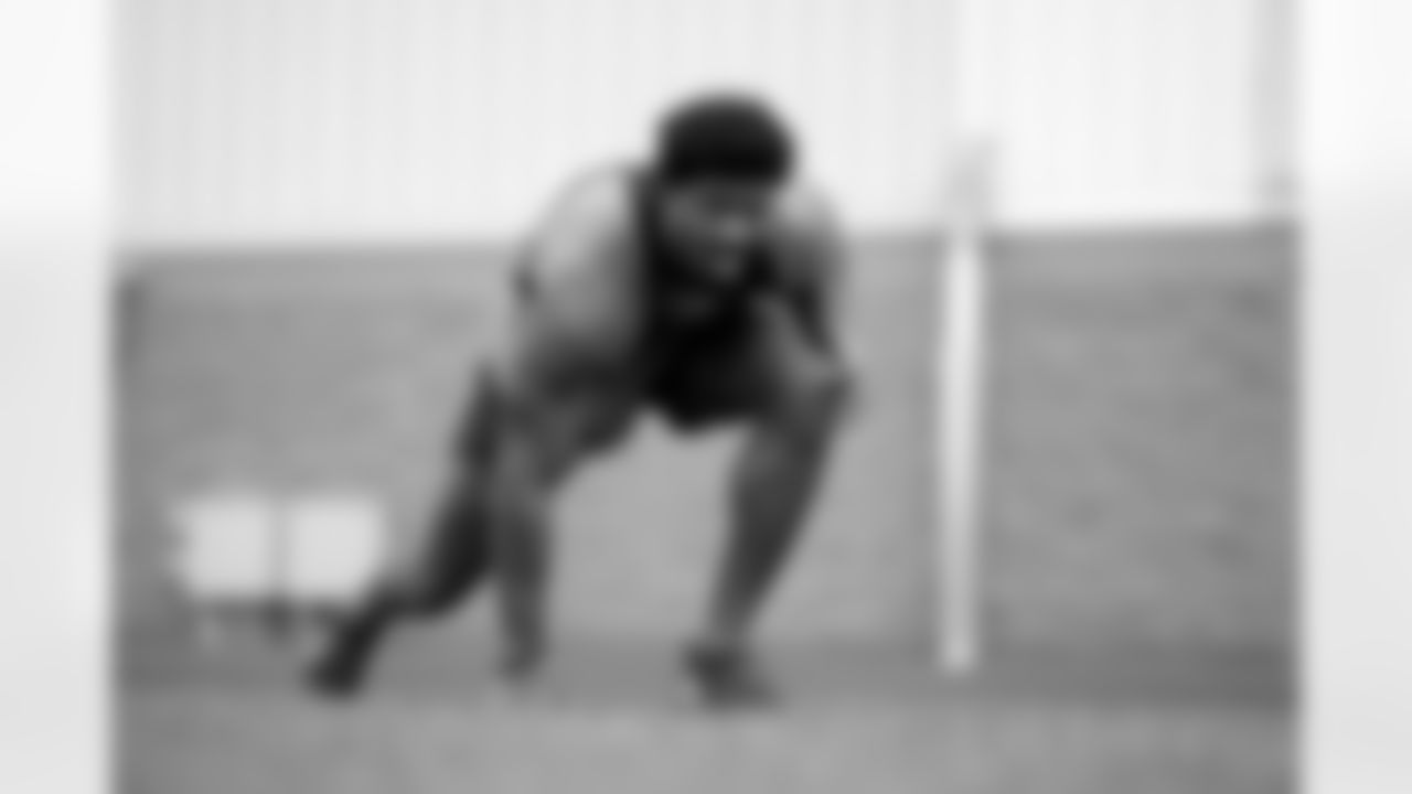 Greg Rousseau (50). Buffalo Bills players train during Phase Two of voluntary off-season workouts, May 14, 2025 at the Buffalo Bills Training Center.