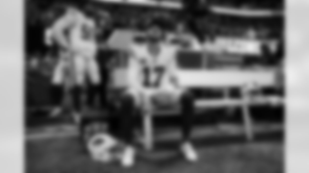 Josh Allen (17). Atlanta Falcons vs Buffalo Bills, Regular Season, October 13, 2025 at Mercedes-Benz Stadium.