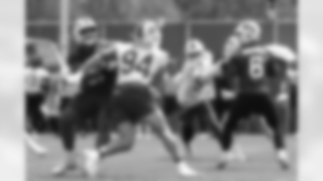 Travis Clayton (67), Landon Jackson (94). Buffalo Bills Mandatory Minicamp, June 11, 2025 at the Buffalo Bills Training Center.