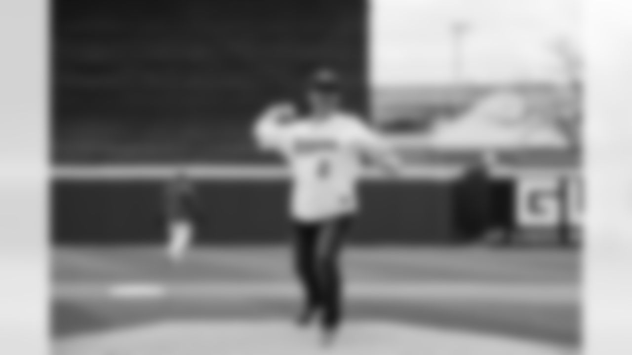 Brandon Beane throws the first ceremonial pitch prior to the Buffalo Bisons 2024 season-opener, March 29, 2024 at the Sahlen Field.
