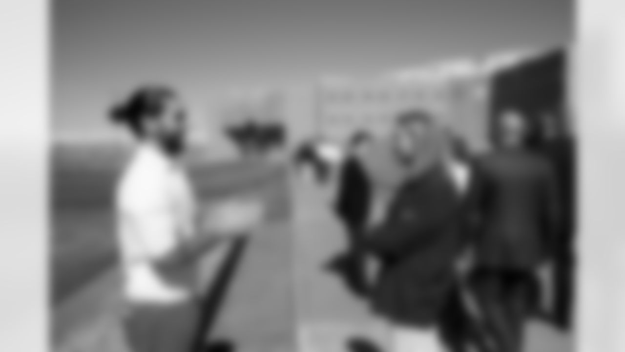 Carrie Walton Penner talks with an inmate during a visit to the Arkansas Valley Correctional Facility in Ordway, Colorado on October 14, 2025. In partnership with the Vera Institute of Justice, the Denver Broncos Foundation toured ChangeMakers Village (a Restoring Promise Unit).Photo by Gabriel Christus / Denver Broncos