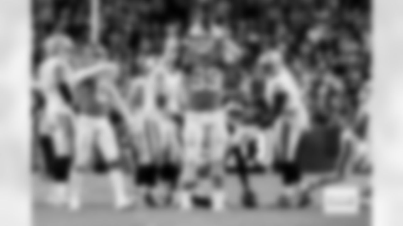 Denver Broncos defensive lineman Zach Allen (99) celebrates a sack on Raiders quarterback Geno Smith during the Broncos' Week 10 game against the Las Vegas Raiders at Empower Field at Mile High in Denver, Colorado on November 6, 2025. Photo by Gavin Liddell / Denver Broncos