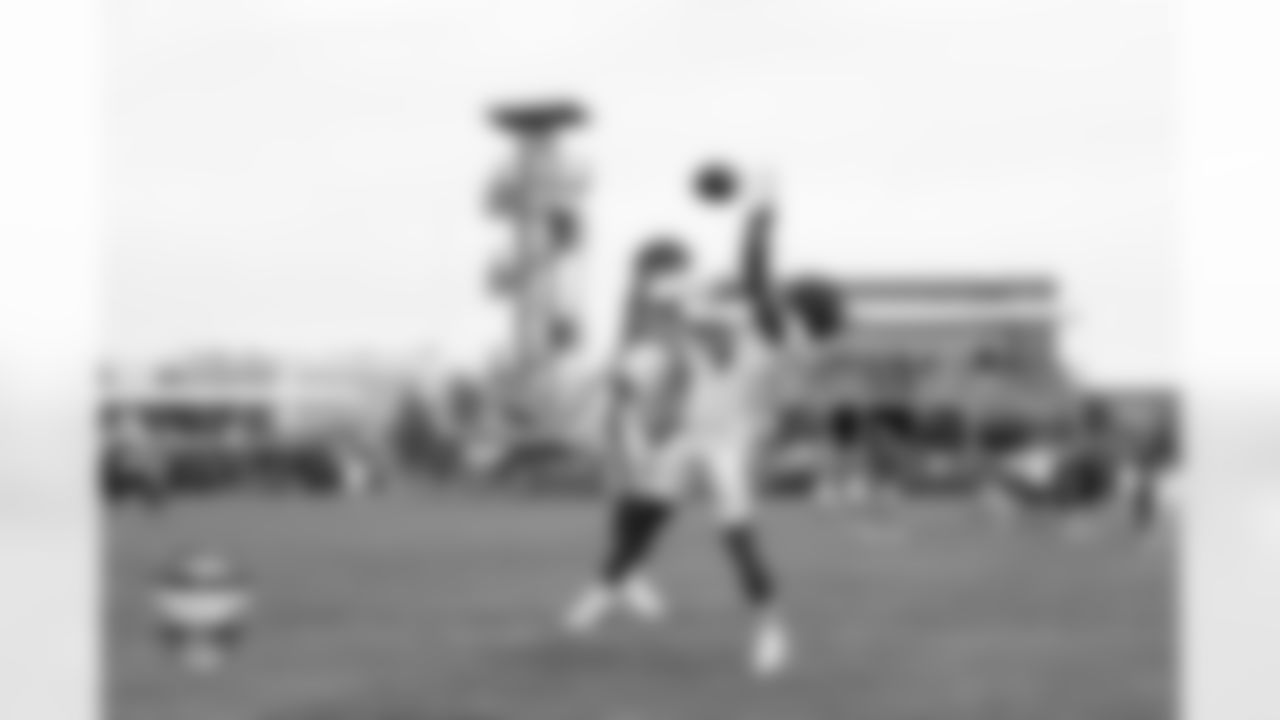 Courtland Sutton and Pat Surtain II during a training camp practice at Broncos Park Powered by CommonSpirit on Saturday, August 2, 2025 in Englewood, Colorado.
Photo by Gabriel Christus / Denver Broncos