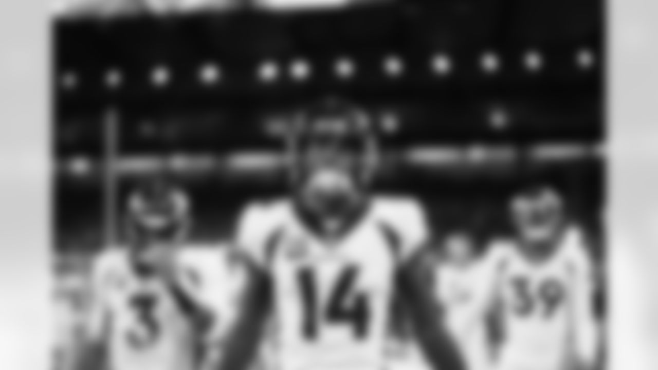Courtland Sutton before the Broncos' Week 15 game against the Detroit Lions at Ford Field in Detroit, Michigan on December 16, 2023. Photo by Ben Swanson / Denver Broncos