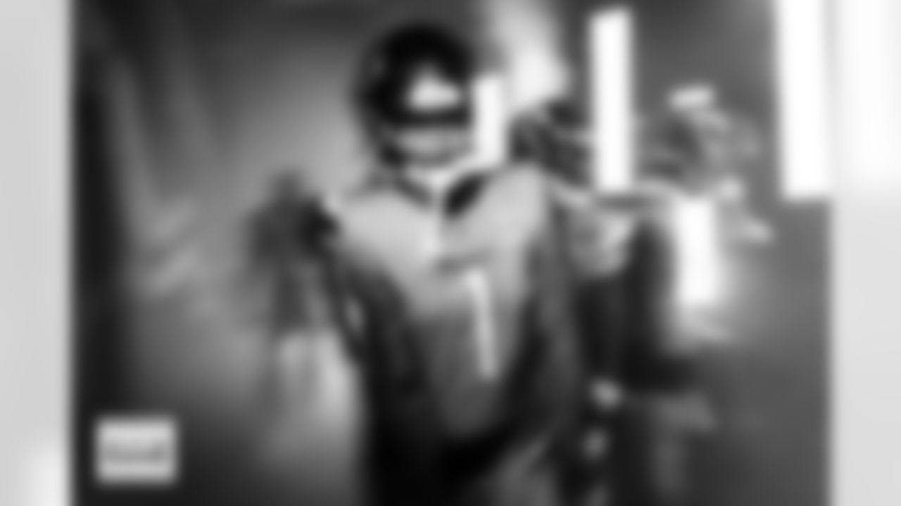 Denver Broncos tight end Evan Engram (1) in the tunnel during player and team introductions before the Broncos' Week 16 game against the Jacksonville Jaguars at Empower Field at Mile High in Denver, Colorado on December 21, 2025. Photo by Ben Swanson / Denver Broncos