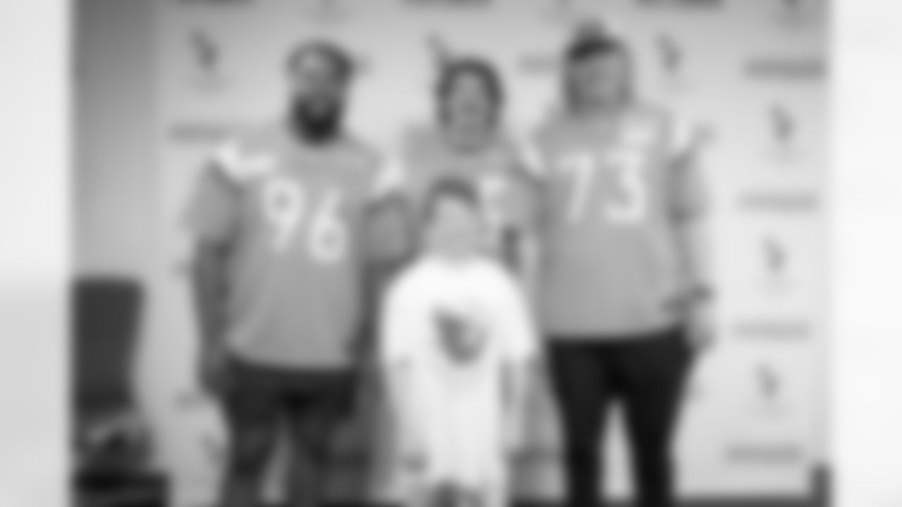 Eyioma Uwazurike, Nick Gargiulo and Frank Crum on Wednesday, May 21, 2025 at Children's Hospital Colorado in Aurora, Colorado.
Photo by Gabriel Christus / Denver Broncos