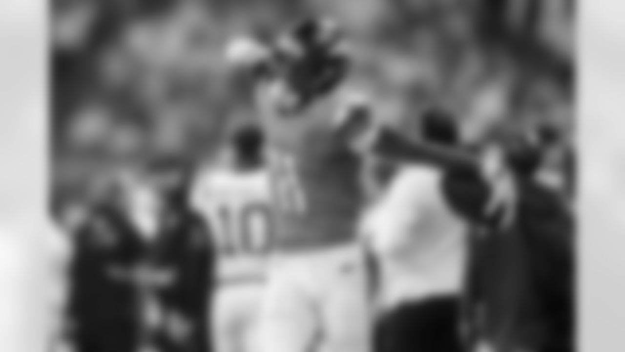 Denver Broncos wide receiver Troy Franklin (11) celebrates after a catch during the Broncos' Week 2 game against the Indianapolis Colts at Lucas Oil Stadium in Indianapolis, Indiana on September 14, 2025. Photo by Ben Swanson / Denver Broncos