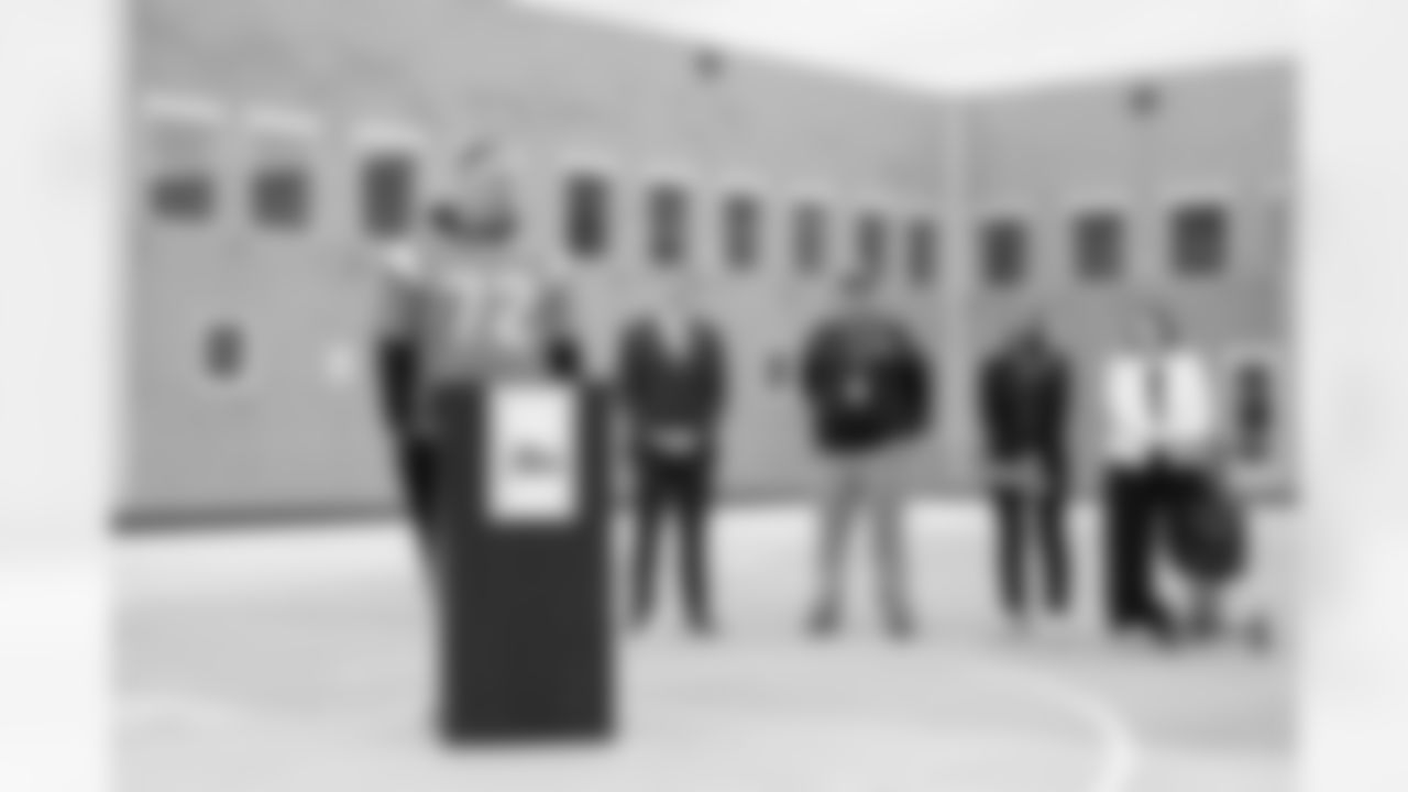 Photos from the ribbon cutting of the remodeled courtyard on Tuesday, December 16, 2025 at Marvin W. Foote Youth Services Center in Englewood, Colorado.
Photo by Gabriel Christus / Denver Broncos