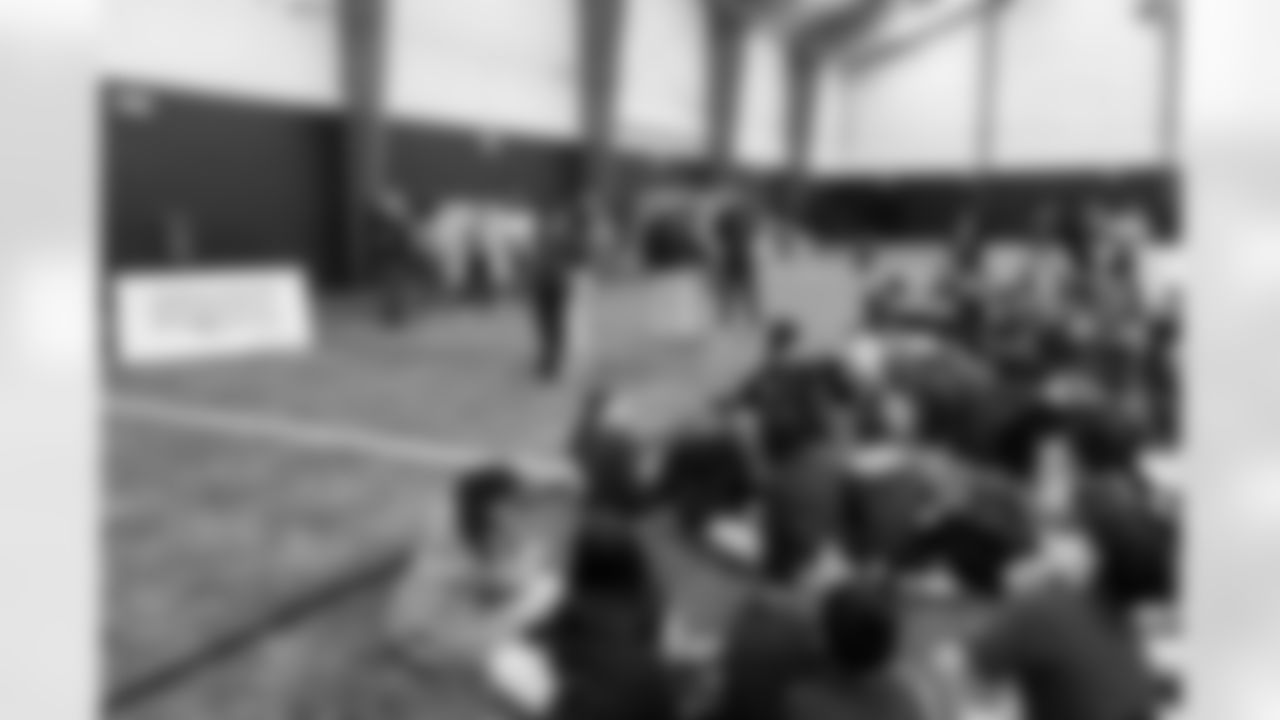 The Denver Broncos and Xcel Energy host more than 300 students who participated in the inaugural semester of Science of Football for a field day at South Suburban Sports Dome in Centennial, Colorado on May 14, 2024. Photo by Nicole Pennetta / Denver Broncos