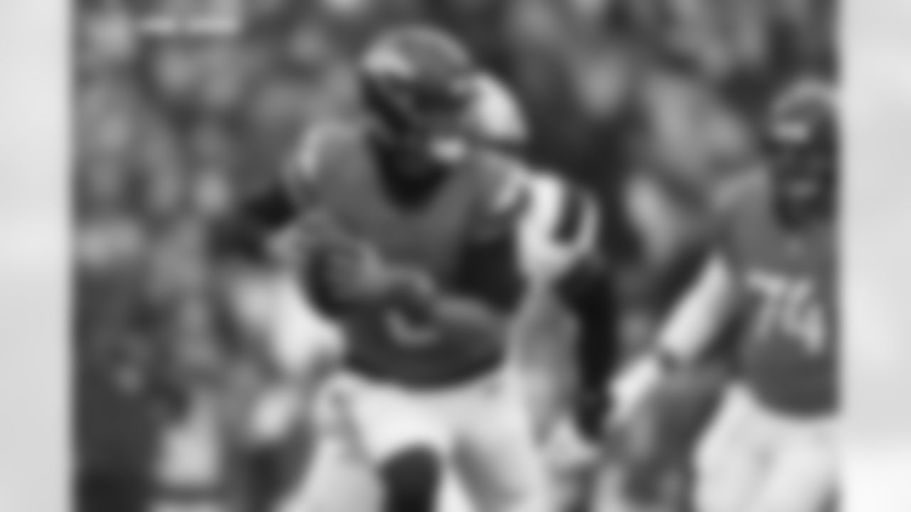 Jarrett Stidham (8) during the AFC Championship Game between the Denver Broncos and New England Patriots at Empower Field at Mile High in Denver, Colorado on January 25, 2026. Photo by Ben Swanson / Denver Broncos