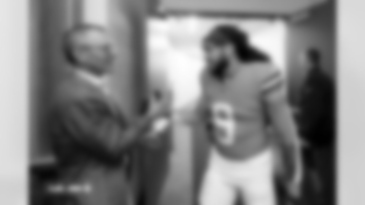 Greg Penner and Talanoa Hufanga after the Broncos' Week 18 game against the Los Angeles Chargers at Empower Field at Mile High in Denver, Colorado on January 4, 2026. Photo by Gabriel Christus / Denver Broncos