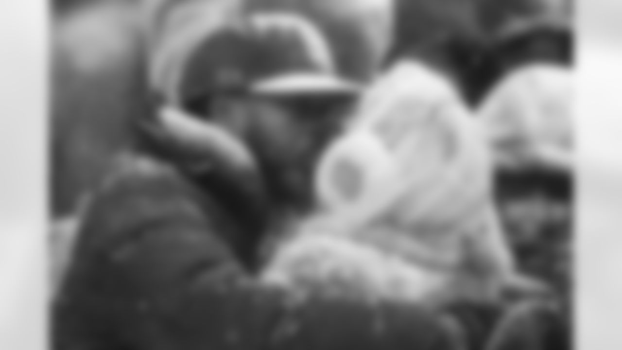 Fans kiss amid the snowfall during the AFC Championship Game between the Denver Broncos and New England Patriots at Empower Field at Mile High in Denver, Colorado on January 25, 2026. Photo by Ben Swanson / Denver Broncos