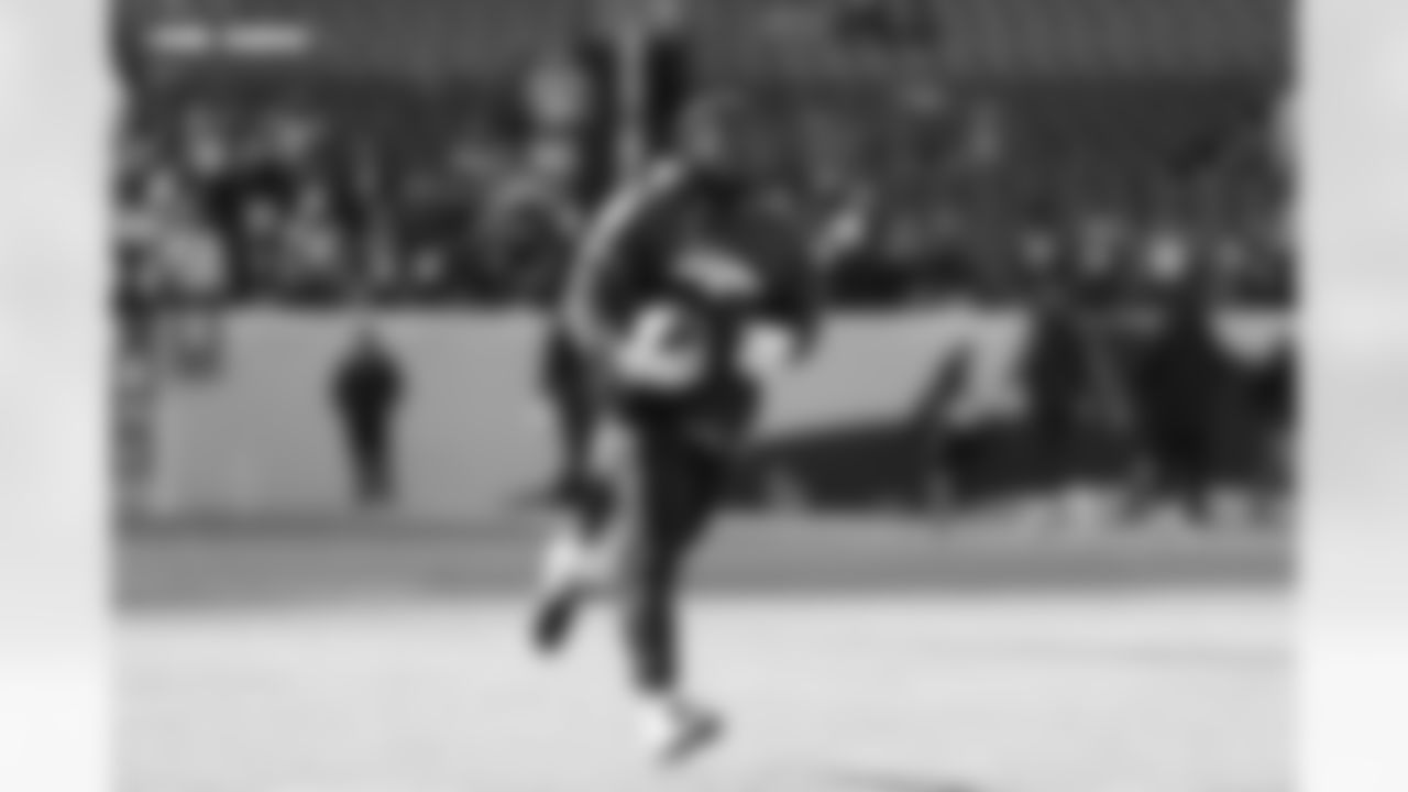 RJ Harvey before the AFC Championship Game between the Denver Broncos and New England Patriots at Empower Field at Mile High in Denver, Colorado on January 25, 2026. Photo by Ben Swanson / Denver Broncos