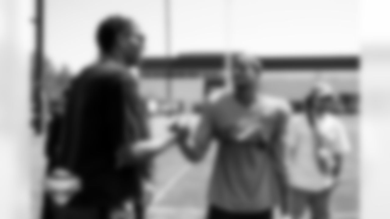 Aaron Gordon, Peyton Watson and Pat Surtain II during a training camp practice at Broncos Park Powered by CommonSpirit on Wednesday, August 13, 2025 in Englewood, Colorado.
Photo by Gabriel Christus / Denver Broncos