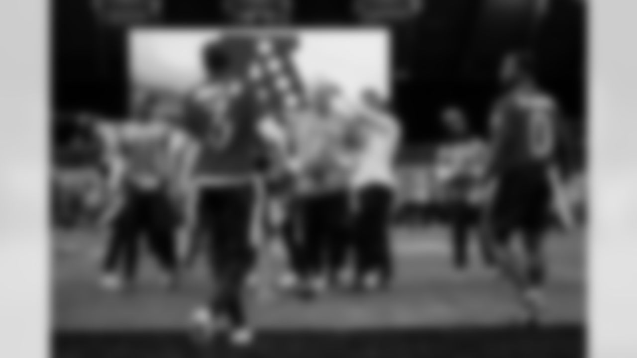 Courtland Sutton and Garett Bolles during a practice for the 2026 Pro Bowl Games in San Francisco, California on February 2, 2026. Photo by Kate Connors / Denver Broncos