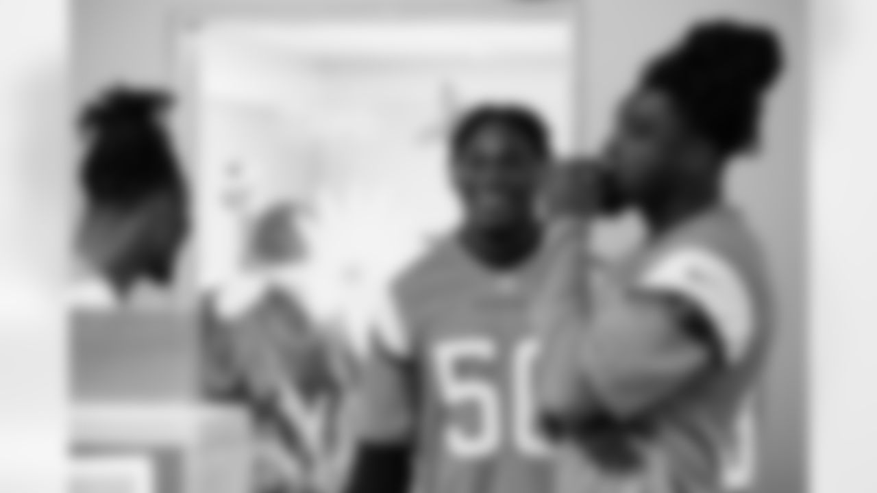 JB Brown and other Denver Broncos rookies visit with children at Children's Hospital Colorado in Aurora, Colorado on June 2, 2025. Photo by Ben Swanson / Denver Broncos