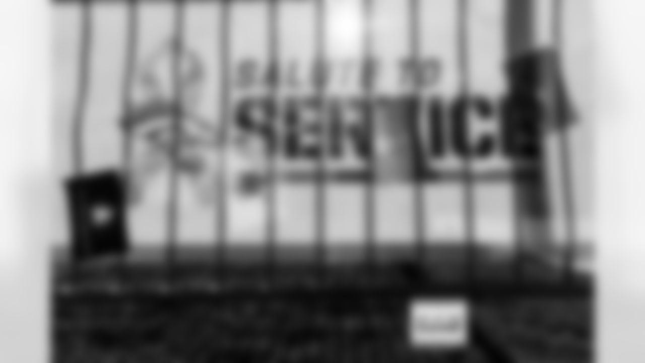 Salute to Service signage before the Broncos' Week 11 game against the Kansas City Chiefs at Empower Field at Mile High in Denver, Colorado on November 16, 2025. Photo by Gavin Liddell / Denver Broncos