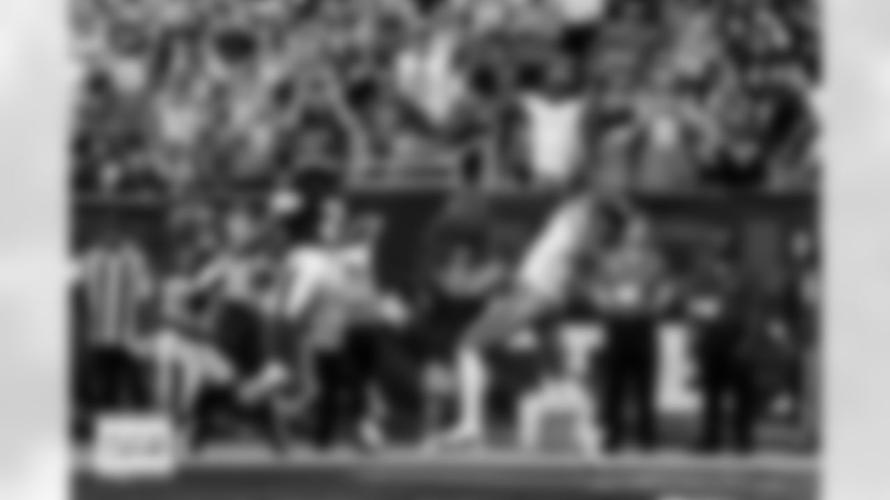 Denver Broncos wide receiver Troy Franklin (11) makes a catch to convert a two-point conversion during the Broncos' Week 9 game against the Houston Texans at NRG Stadium in Houston, Texas on November 2, 2025. Photo by Ben Swanson / Denver Broncos