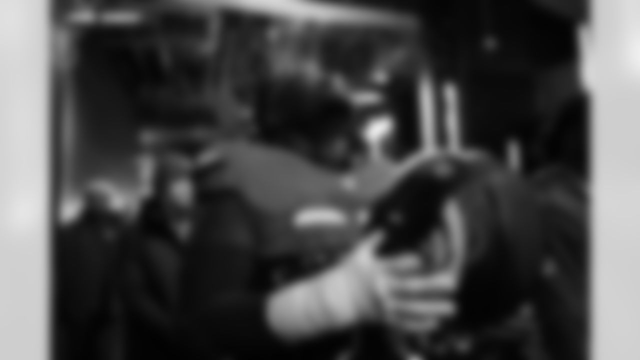 Malcolm Roach before the AFC Championship Game between the Denver Broncos and New England Patriots at Empower Field at Mile High in Denver, Colorado on January 25, 2026. Photo by Ben Swanson / Denver Broncos