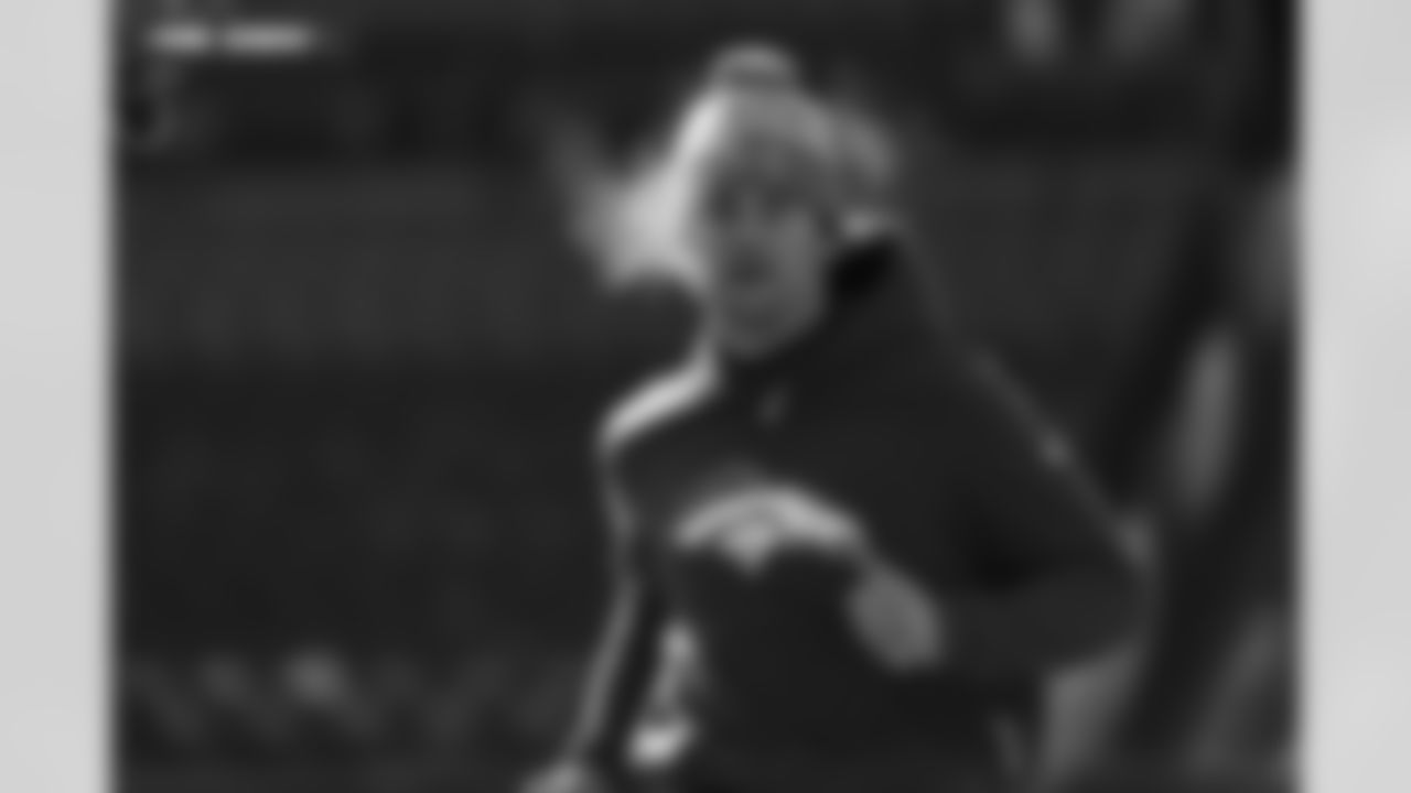 Jarrett Stidham (8) before the AFC Championship Game between the Denver Broncos and New England Patriots at Empower Field at Mile High in Denver, Colorado on January 25, 2026. Photo by Gabriel Christus / Denver Broncos