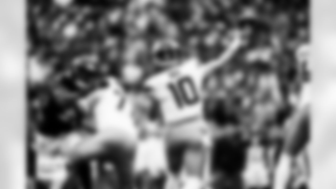 Denver Broncos quarterback Bo Nix (10) throws a pass as offensive tackle Garett Bolles (72) blocks during the Broncos' Week 9 game against the Houston Texans at NRG Stadium in Houston, Texas on November 2, 2025. Photo by Gabriel Christus / Denver Broncos