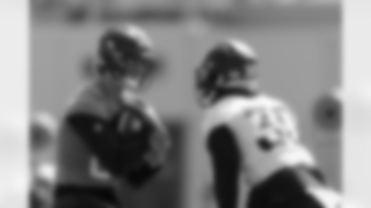 Caleb Lohner and Tanner McCalister during OTA practice on Thursday, June 5, 2025 at Broncos Park Powered by CommonSpirit in Englewood, Colorado.
Photo by Gabriel Christus / Denver Broncos